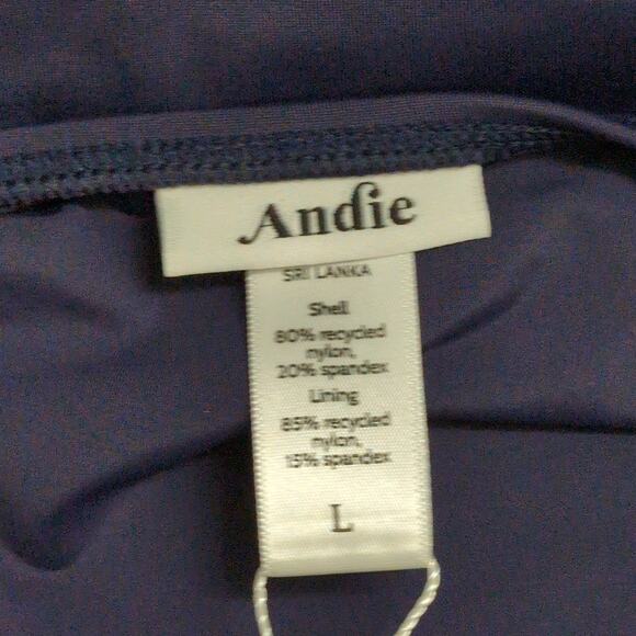 Andie Amalfi One Piece Navy Blue Scoop Neck Adjustable Straps Swim Size L New - Picture 7 of 10